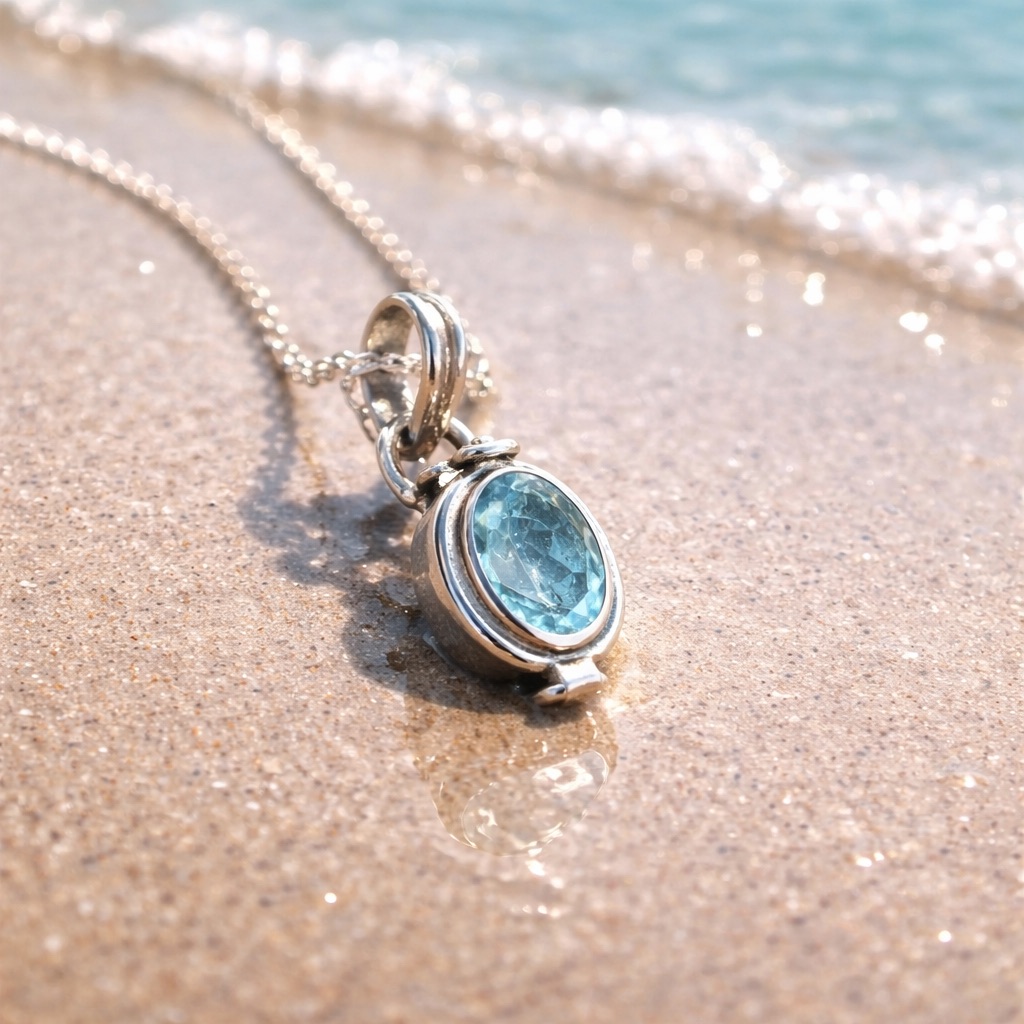 New Swiss Blue Topaz Poison Pendant Necklace 99$